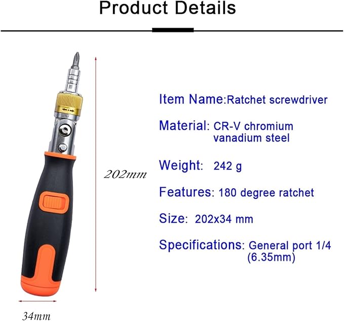 Strong Magnetic Multi-Angle Two-Way Ratchet Screwdriver