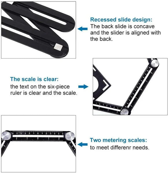 Six-Sided Aluminum Alloy Angle Measuring Tool