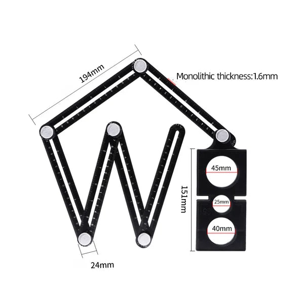 Six-Sided Aluminum Alloy Angle Measuring Tool